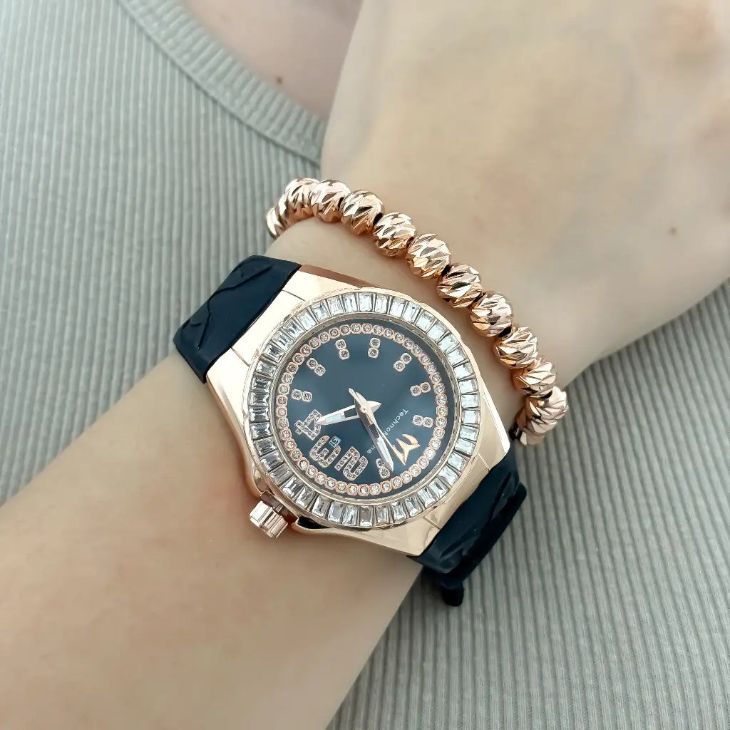Reloj Techomarine Oro Rosa + Pulsera Balin Italiano 8mm Oro Rosa en Baño de Oro 18k con Garantia de por vida