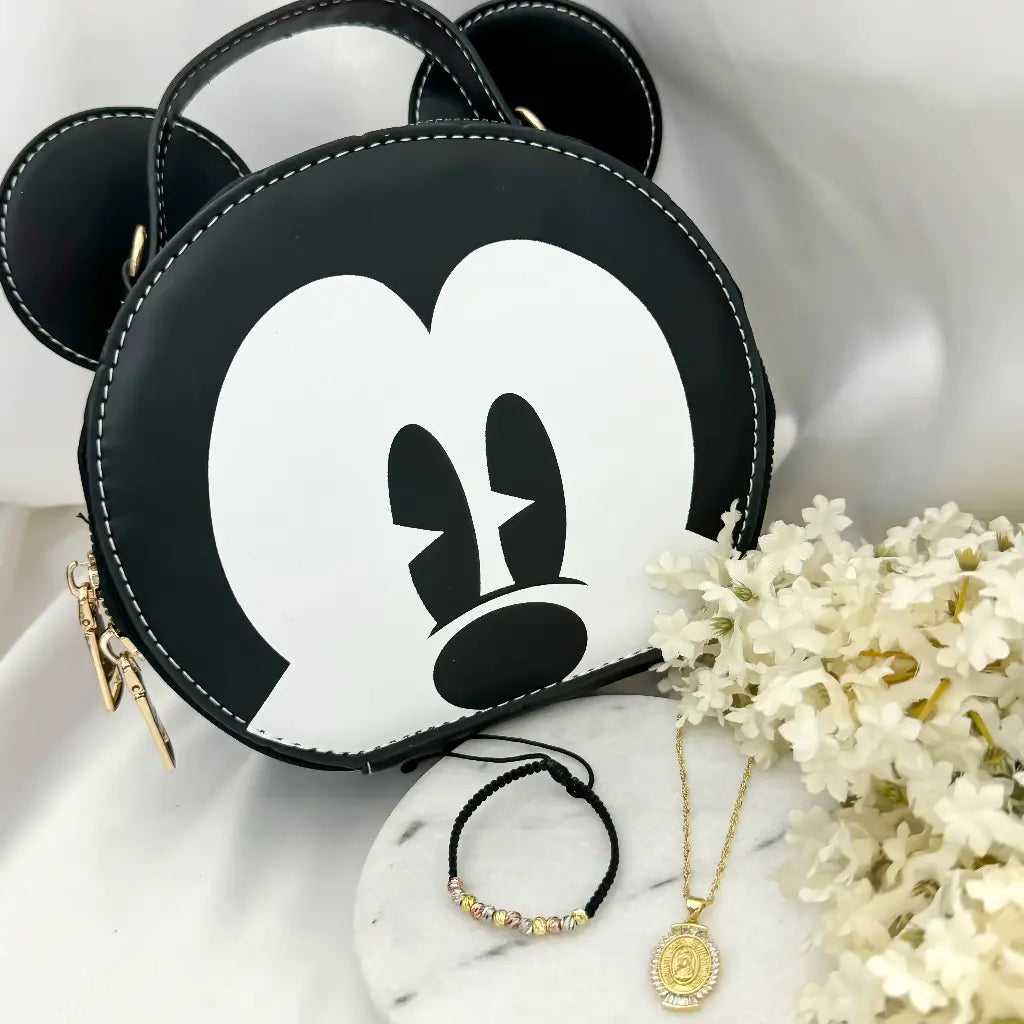 Conjunto Para Dama Cadena Singapur 45cm + Virgen Guadalupe + Pulse de 3 oro Balin Itaialino en Baño de Oro de 18k + Obsequio Bolso Mickey