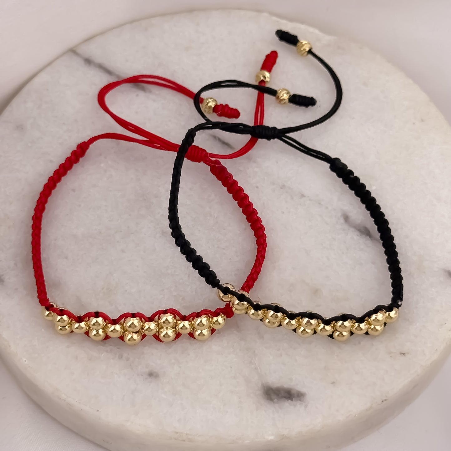 Promocion de 2 Pulseras Para Parejas de 3 Carriles en Balin de 4mm en Oro Laminado 18k con Garantia de ´por vdia