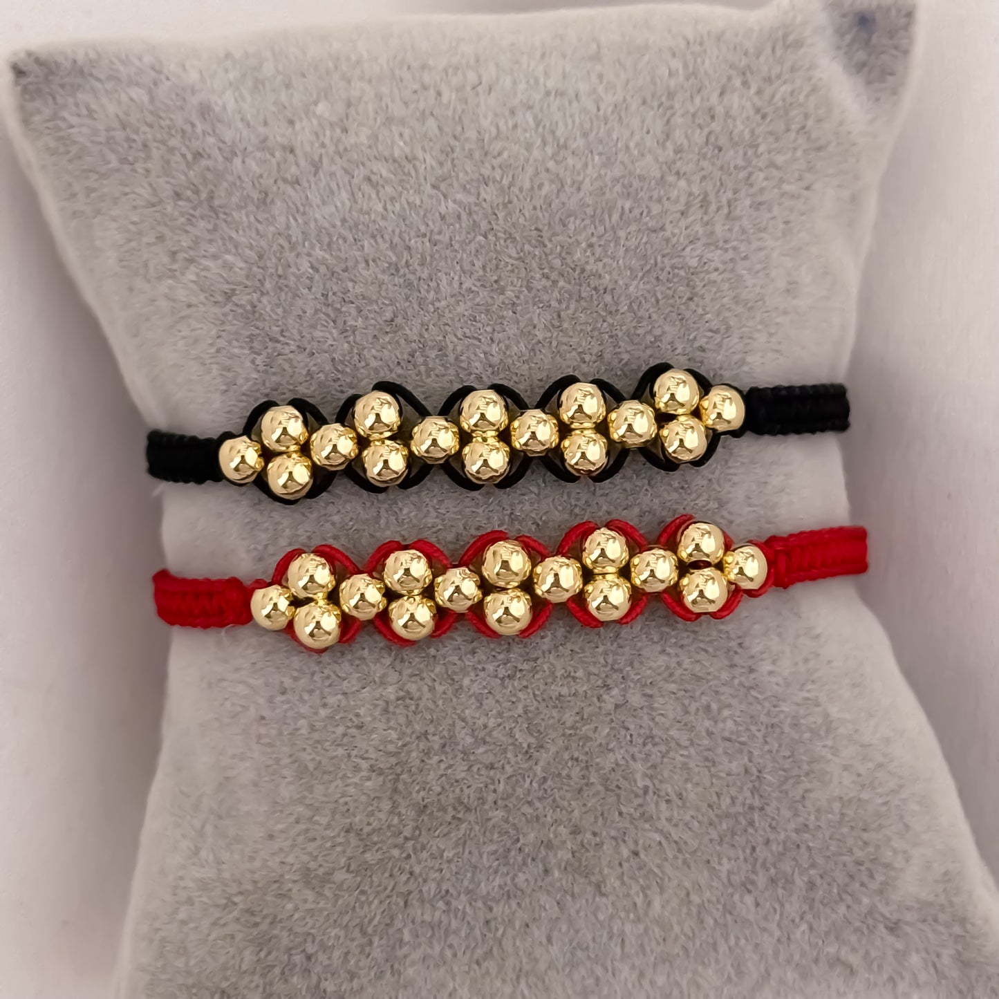 Promocion de 2 Pulseras Para Parejas de 3 Carriles en Balin de 4mm en Oro Laminado 18k con Garantia de ´por vdia