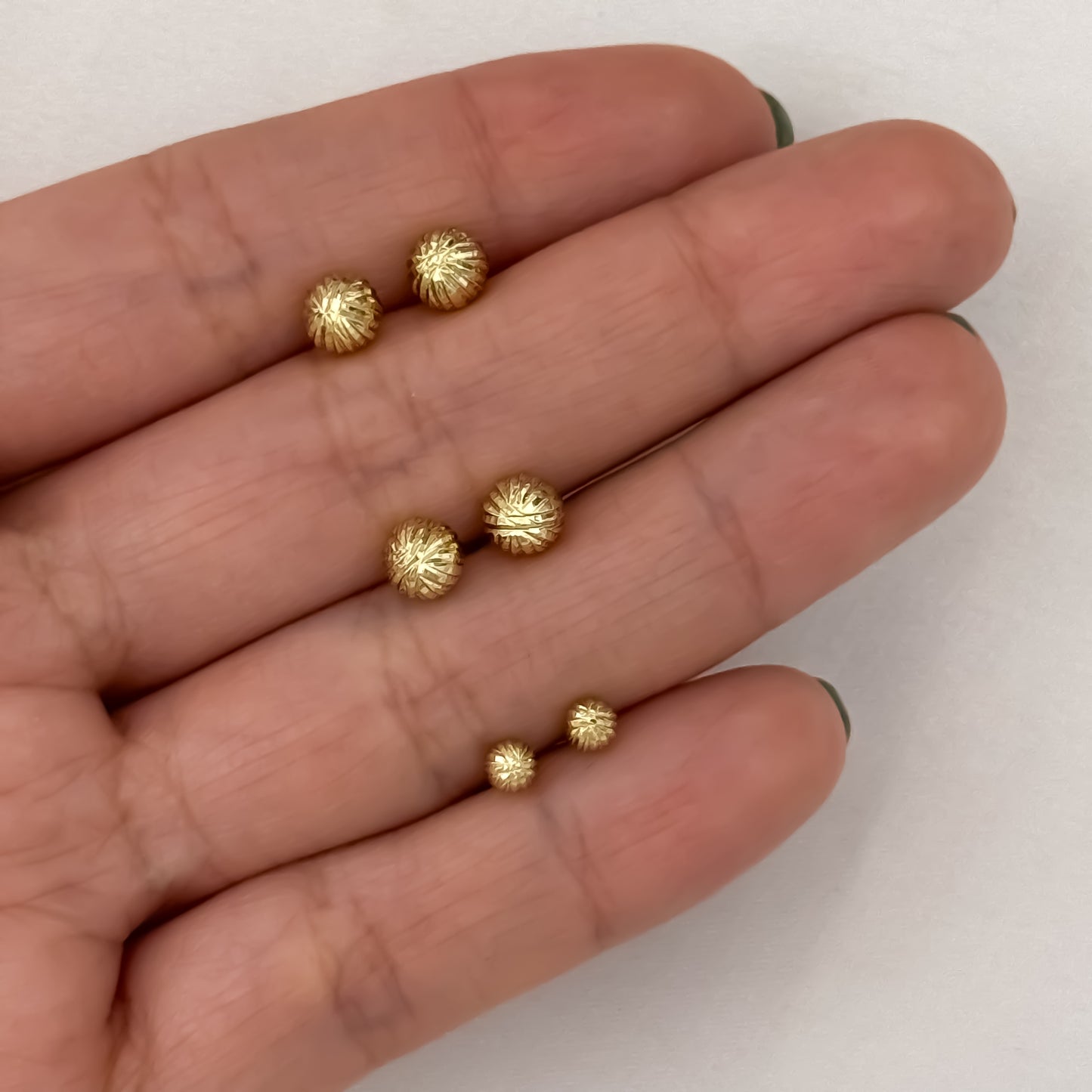 Juegos de 3 Topos Balin Italiano de 6mm 5mm 4mm en Oro Laminado 18k con Garantia por vida