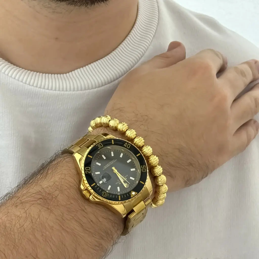 Reloj Rolex + Pulsera Balin Diamantada Balin 5mm en Baño de Oro de 18k Con Garantia